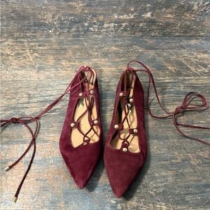 Halogen Burgundy Lace-Up Flats